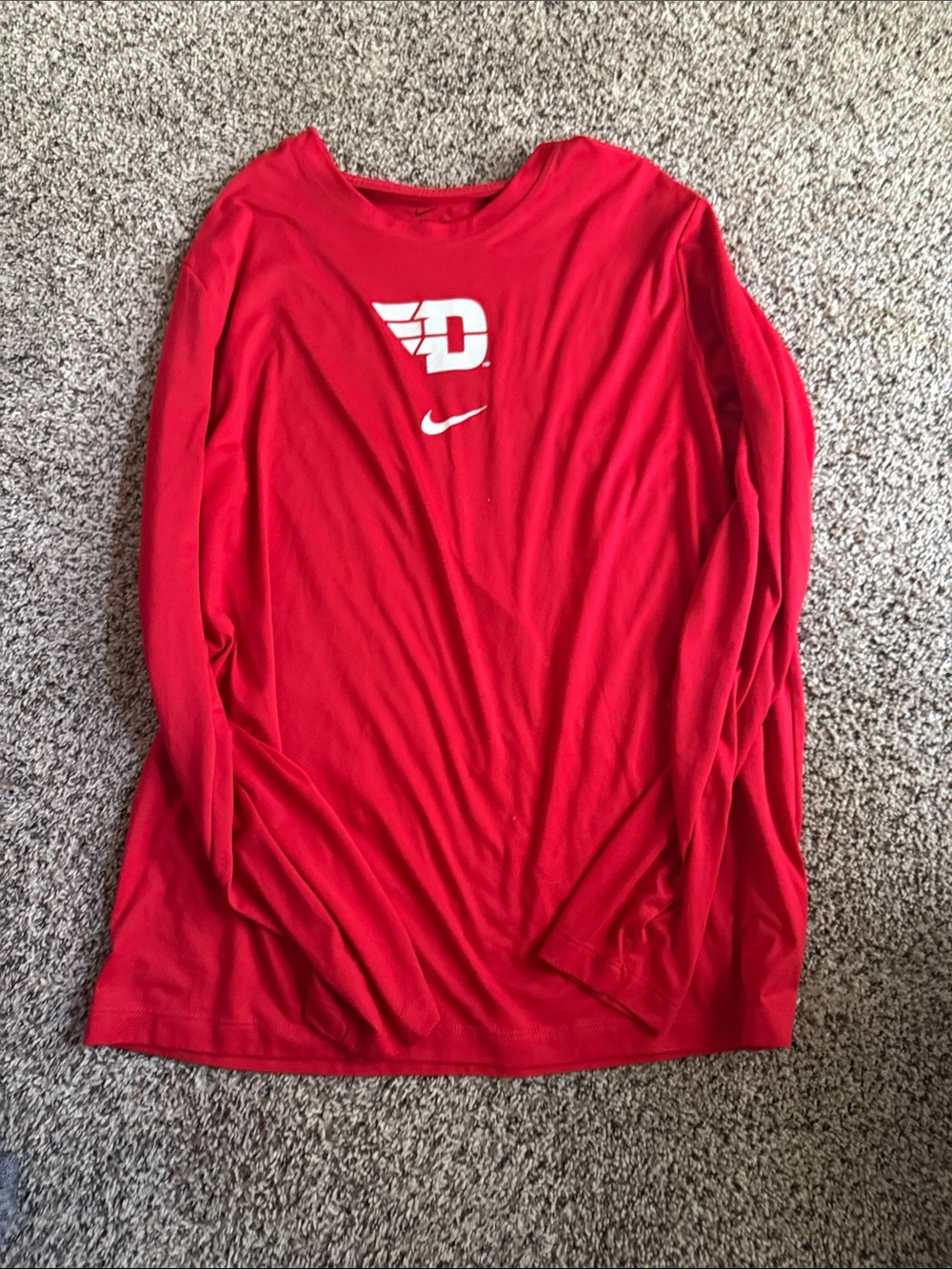 Nike Red University of Dayton Long Sleeve Logo Tee